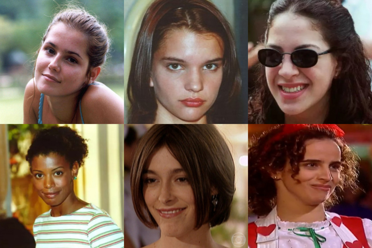 Íris (Deborah Secco), Socorro (Monica Siedler), Estela (Júlia Almeida), Zilda (Thalma de Freitas), Ciça (Júlia Feldens), e Marta (Arlete Heringer) de Laços de Família