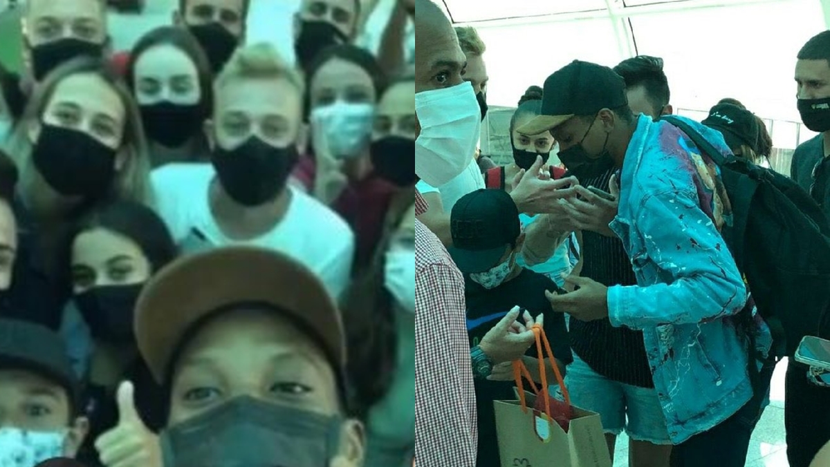 Lucas Penteado é recebido com carinho de fãs e admiradores em aeroporto (Reprodução: Instagram)