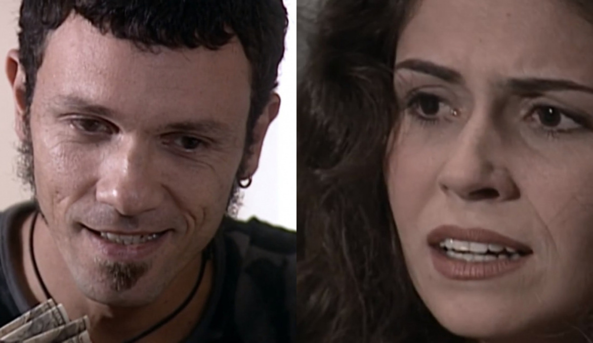Maurinho (Luiz Nicolau) e Capitu (Giovanna Antonelli) de Laços de Família
