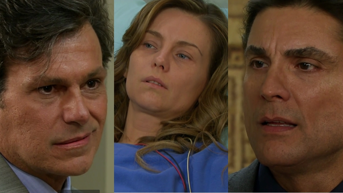 Osvaldo descobre que filho de Helena não é de Max, e sim de Guilherme em Triunfo do Amor (Reprodução: Televisa S.A.)