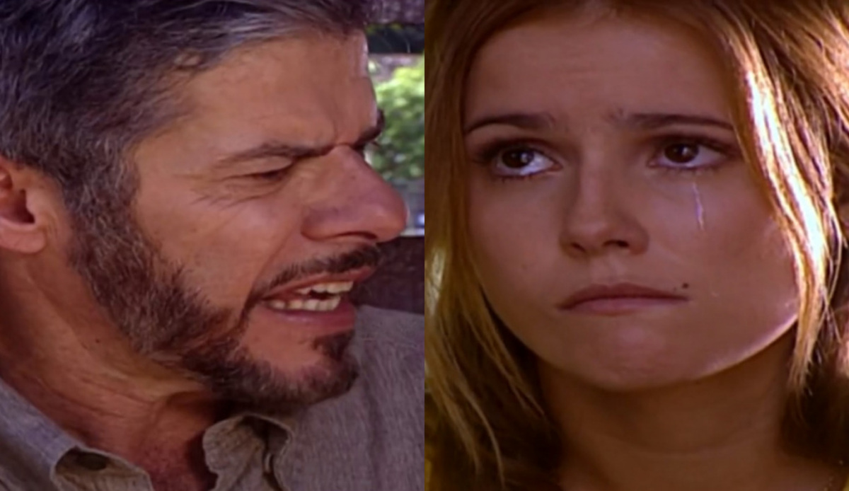 Pedro (José Mayer) e Íris (Deborah Secco) de Laços de Família