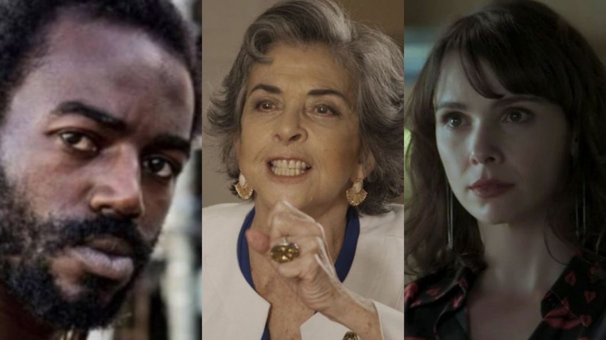 Sabiá (Jonathan Azevedo), Elvirinha (Betty Faria) e Irene (Débora Falabella) de A Força do Querer