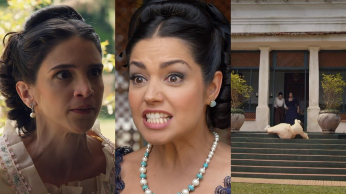 Teresa (Roberta Gualda) e Maria Isabel (Thaís Fersoza) de Escrava Mãe