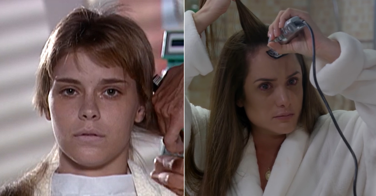 Carolina Dieckmann em Laços de Família (à esquerda) e Betty Monroe em Sueño de Amor (à direita) (Reprodução / Globo / YouTube)