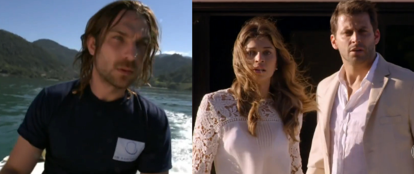 Alberto (Igor Rickli), Ester (Grazi Massafera) e Cassiano (Henri Castelli) em Flor do Caribe