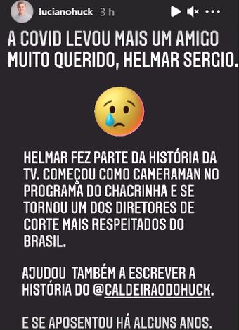 Luciano Huck sobre Helmar Sérgio