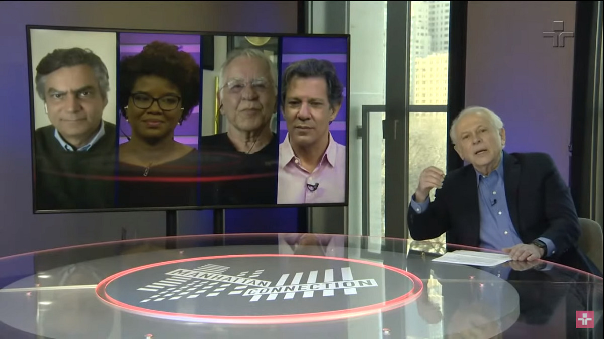 Edição do Manhattan Connection na TV Cultura com o ex-prefeito de São Paulo, Fernando Haddad