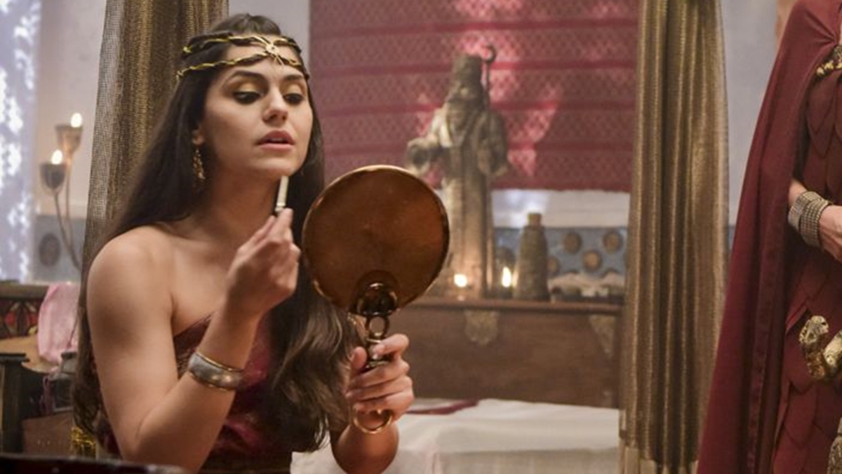 Shakia (Jéssika Alves) será morta por Harã ((Ricky Tavares) em Gênesis (Reprodução: Record TV)