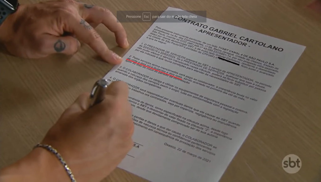 Contrato de Gabriel Cartolano