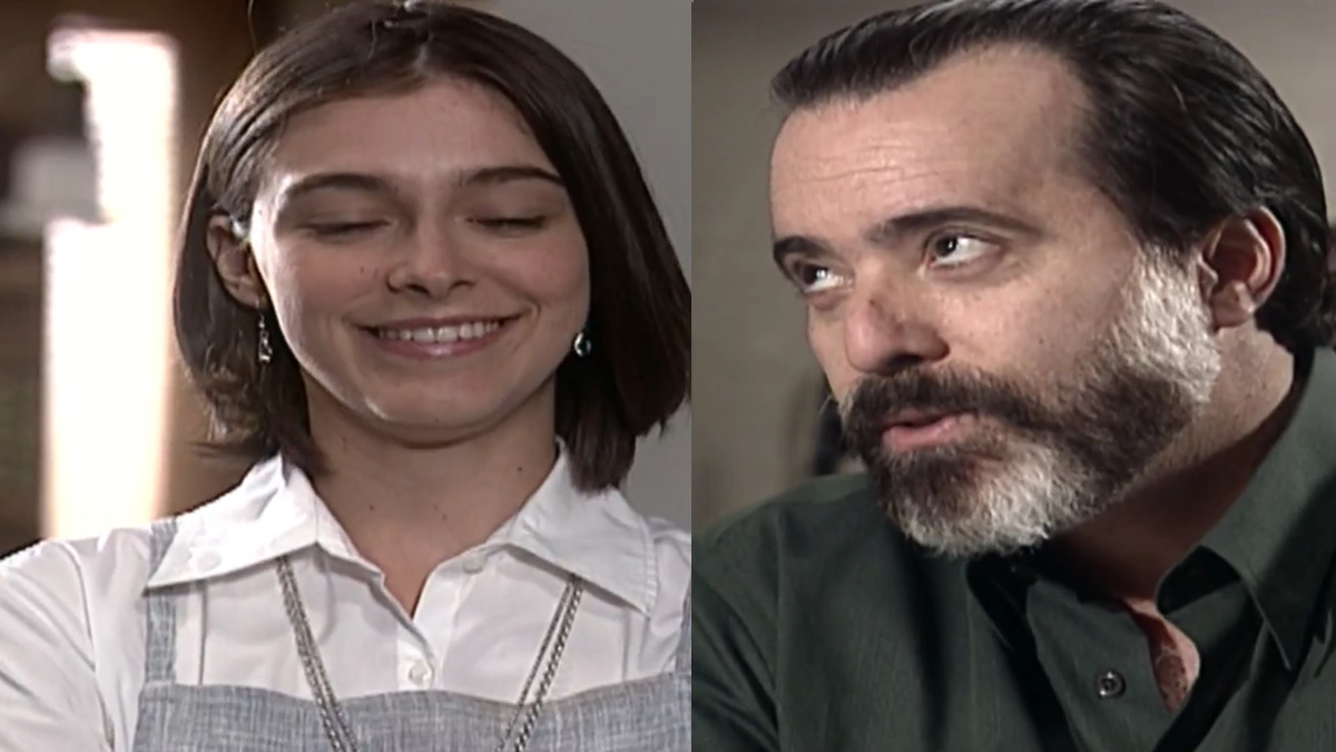 Ciça (Júlia Feldens) e Miguel (Tony Ramos), em cena de Laços de Família