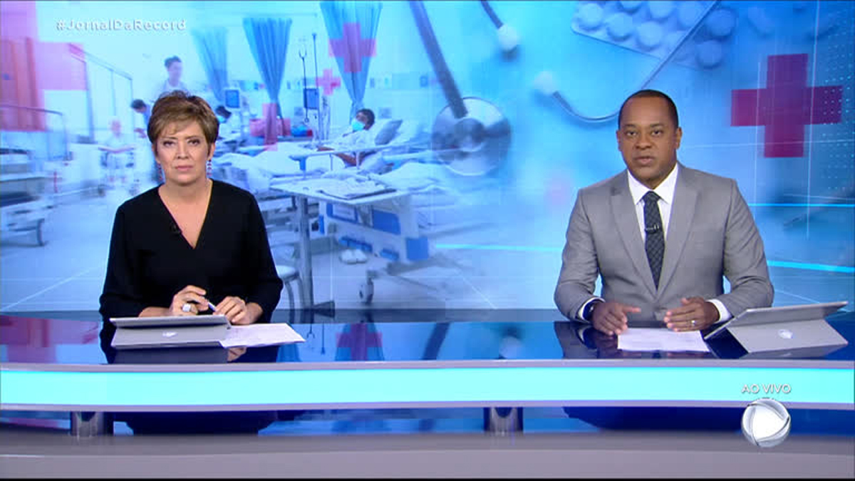 Cristina Lemos e Luiz Fara Monteiro no Jornal da Record
