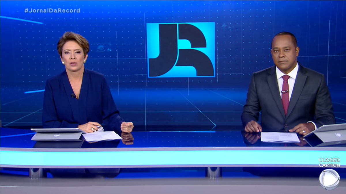 Cristina Lemos e Luiz Fara Monteiro no Jornal da Record