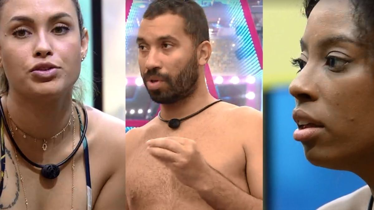 Sarah, Gilberto e Lumena no BBB 21