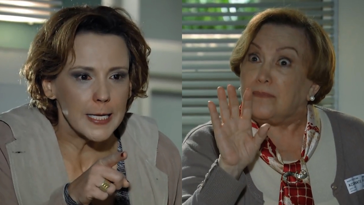Eva e Iná se enfrentam com xingamentos em A Vida da Gente (Reprodução: Globo)