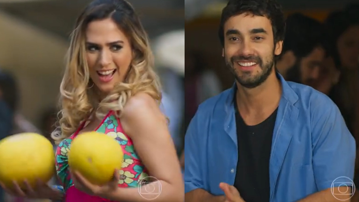 Fedora (Tatá Werneck) e Leozinho (Gabriel Godoy) em cena de Haja Coração (Reprodução/Globo)