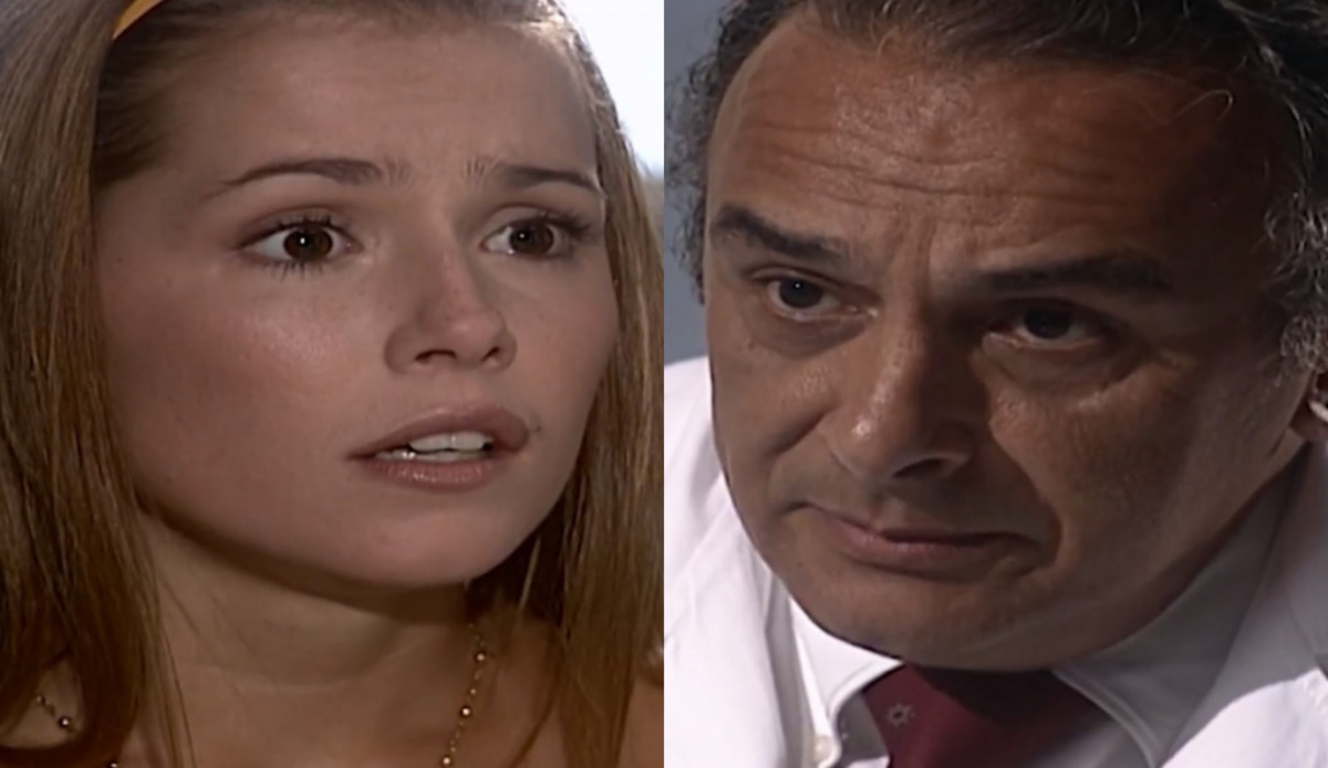 Íris (Deborah Secco) e César (Luiz Baccelli) de Laços de Família