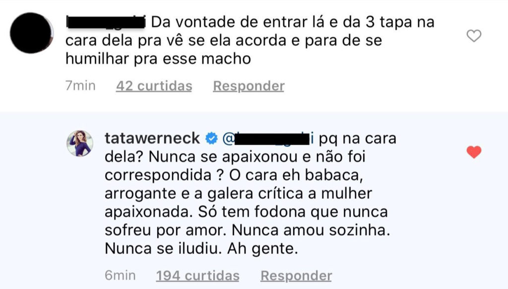 Tatá Werneck defende Carla Diaz