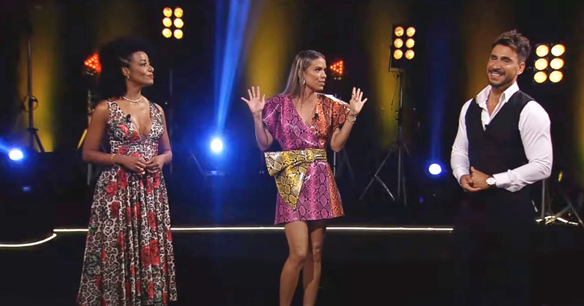 Alinne Prado, Lígia Mendes e Júlio Rocha são os novos apresentadores do TV Fama, na RedeTV! (Reprodução: RedeTV!)