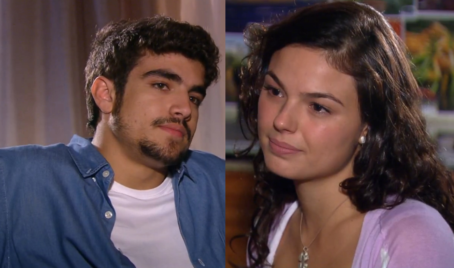 Edgar (Caio Castro) e Marcela (Isis Valverde) em Ti-ti-ti