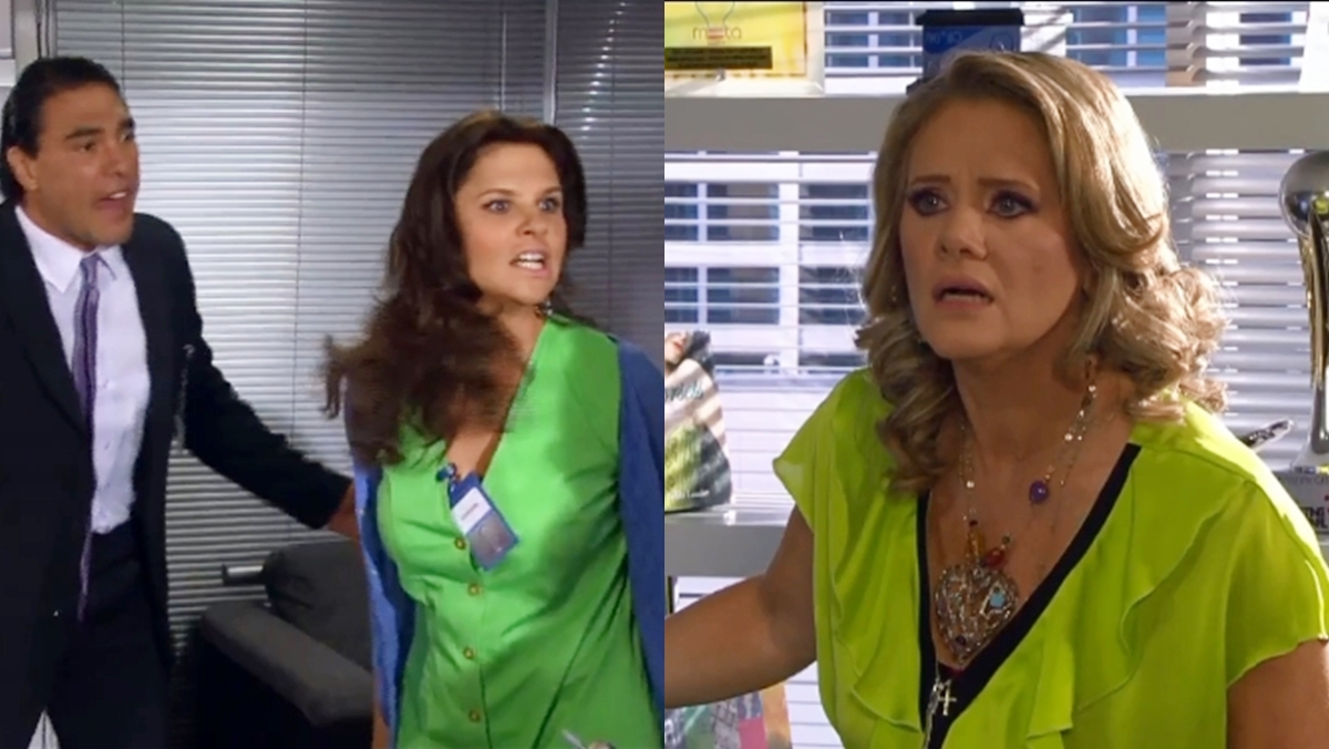 Eduardo Yañez, Érika Buenfil e Mónika Sánchez em cena de Amores Verdadeiros (Reprodução: Televisa S.A.)