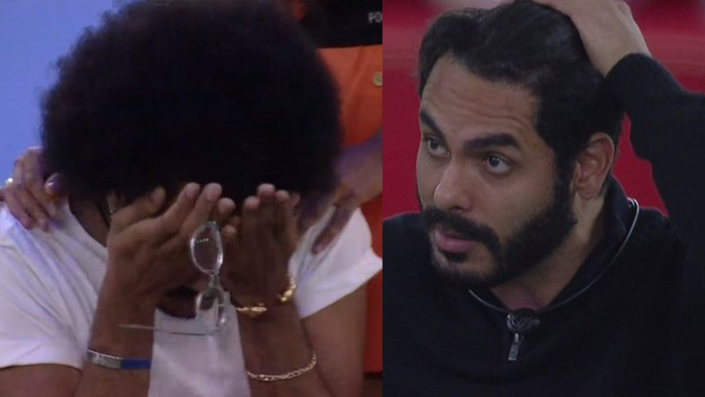 João Luiz e Rodolffo durante o Jogo da Discórdia do BBB 21 (Reprodução/Globo)