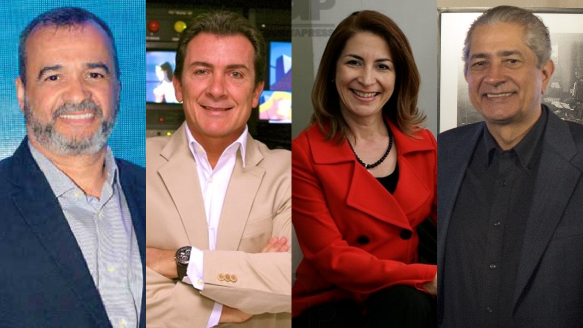 Marcelo Silva (Record TV), Murilo Fraga (SBT), Marinês Rodrigues (TV Gazeta) e Antônio Zimmerle (BAND) (Reprodução/Montagem Observatório da TV)