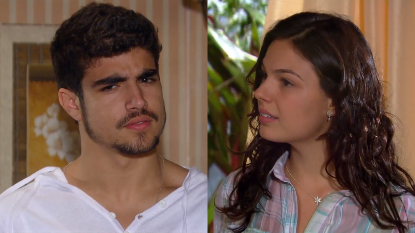 Edgar (Caio Castro) e Marcela (Isis Valverde) em Ti-ti-ti