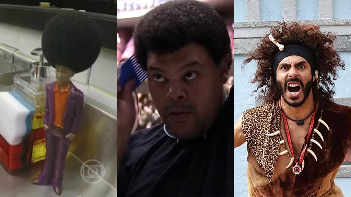 Esponja black, pente de Babu e monstro de Rodolffo em diferentes edições do BBB