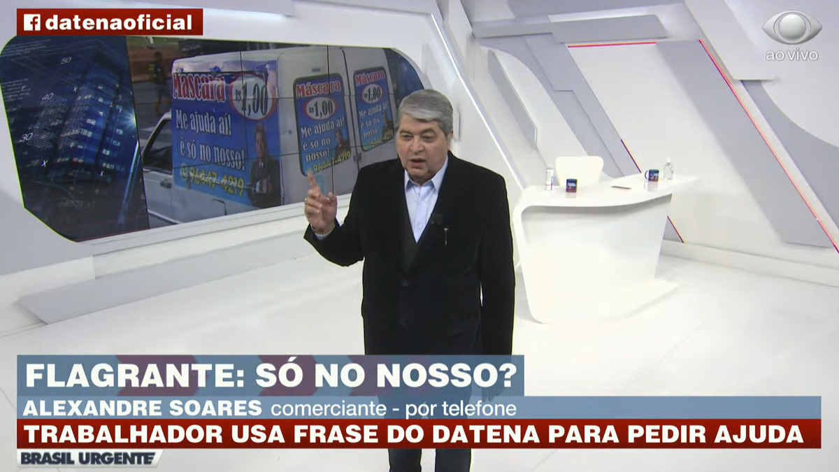 José Luiz Datena entrevista comerciante que usou imagem do apresentador para vender máscaras