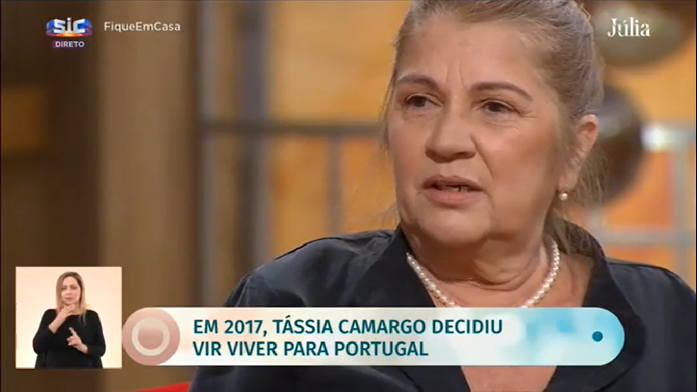 Tássia Camargo no programa Júlia (Reprodução / SIC)