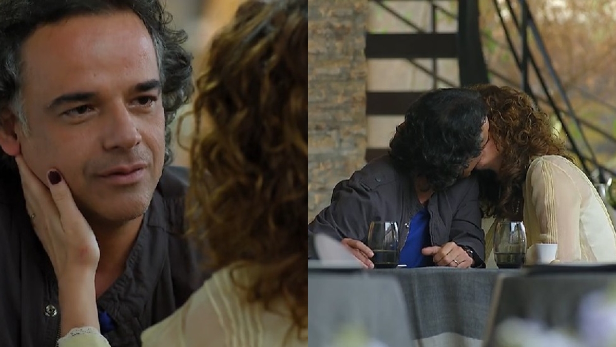 Dora (Malu Galli) fica encantada com declaração de Marcos (Ângelo Antônio) em 'A Vida da Gente' (Foto: Globo)