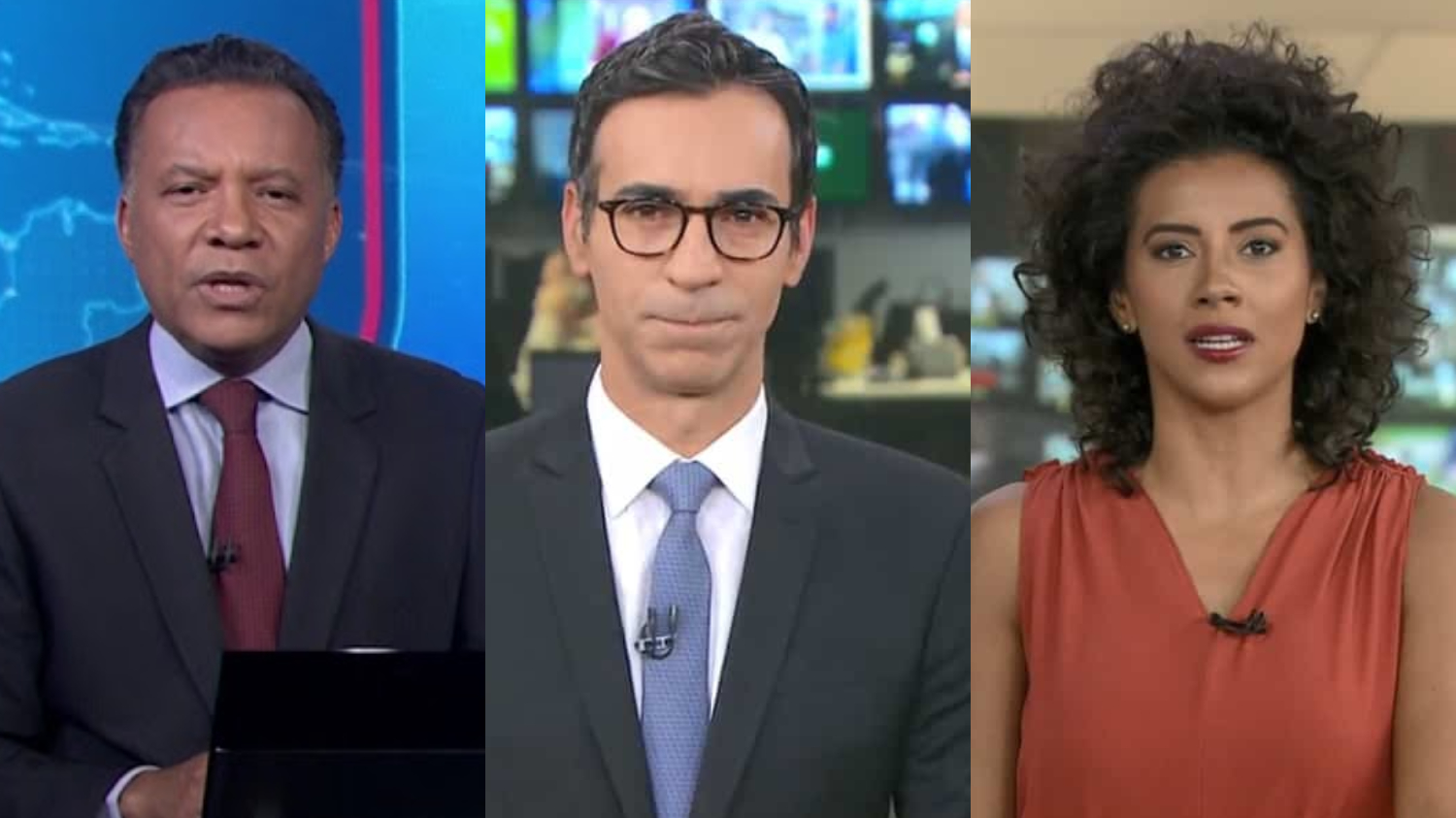 Heraldo Pereira, César Tralli e Aline Midlej