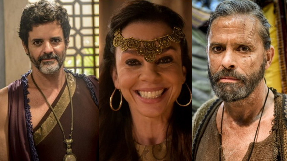 Naor (Jorge Pontual), Adália (Carla Marins) e Massá ( Marcos Winter) em Gênesis (Reprodução/Record TV)