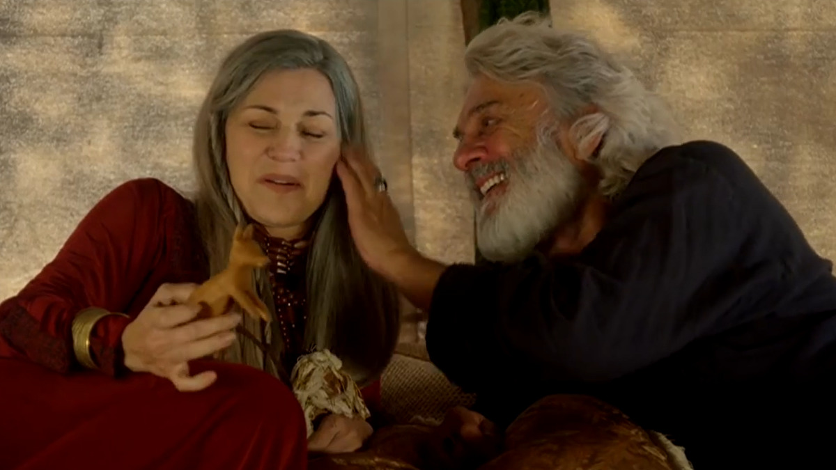 Sara (Adriana Garambone) e Abraão (Zé Carlos Machado) em Gênesis (Reprodução/Record TV)