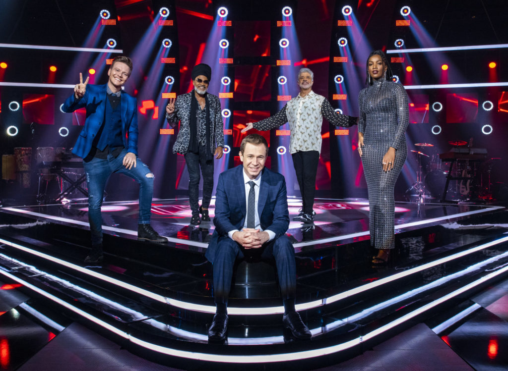 Tiago Leifert e os jurados do The Voice Brasil 2020