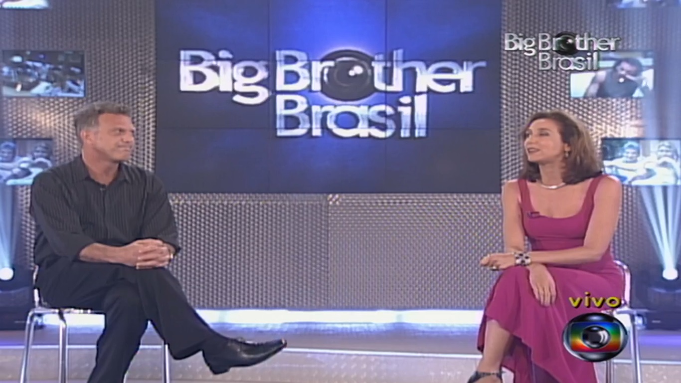 Pedro Bial e Marisa Orth no BBB 1