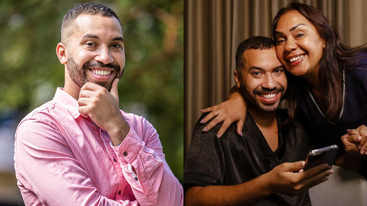 Gilberto, ex-BBB 21, em ensaio para a Globo e ao lado da mãe, Jacira Santana