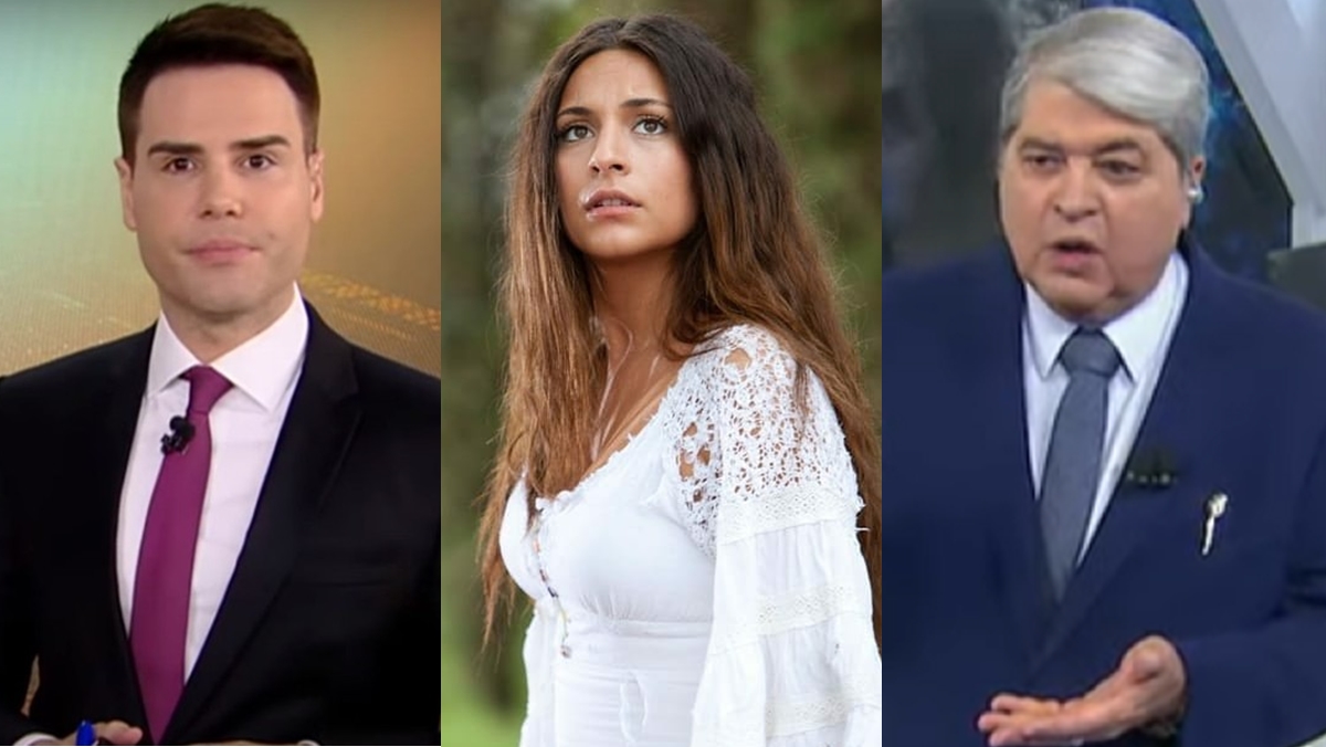 Luiz Bacci, Ana Brenda Contreras (Coração Indomável) e José Luiz Datena (Reprodução/Montagem Observatório da TV)