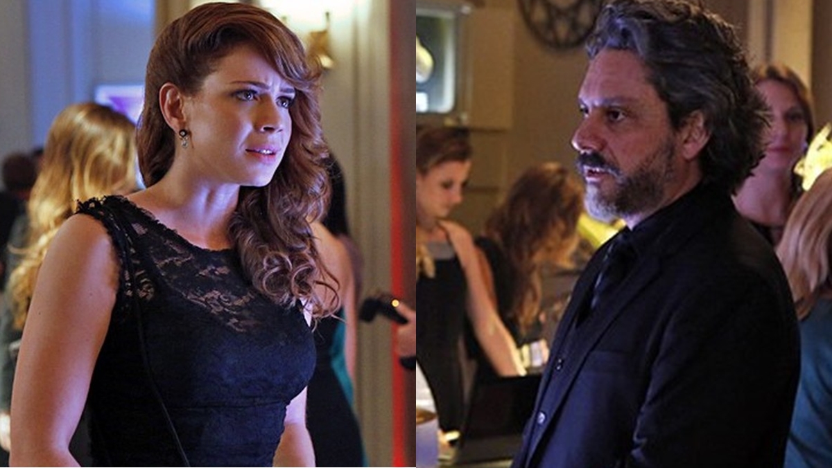 José Alfredo (Alexandre Nero) e Cristina (Leandra Leal) discutem na festa da Império — Foto: Fábio Rocha/Globo