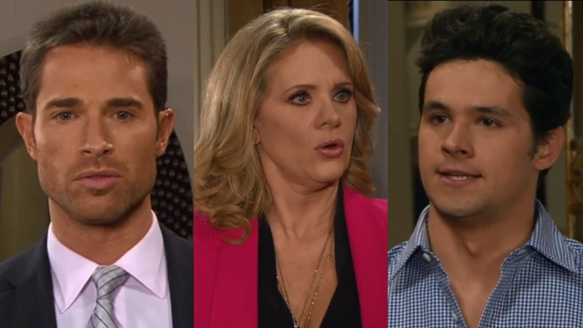 Gusmão (Sebastián Rulli), Vitória (Érika Buenfil) e Roy (Eleazer Gómez) em cena de Amores Verdadeiros (Reprodução: Televisa S.A.)
