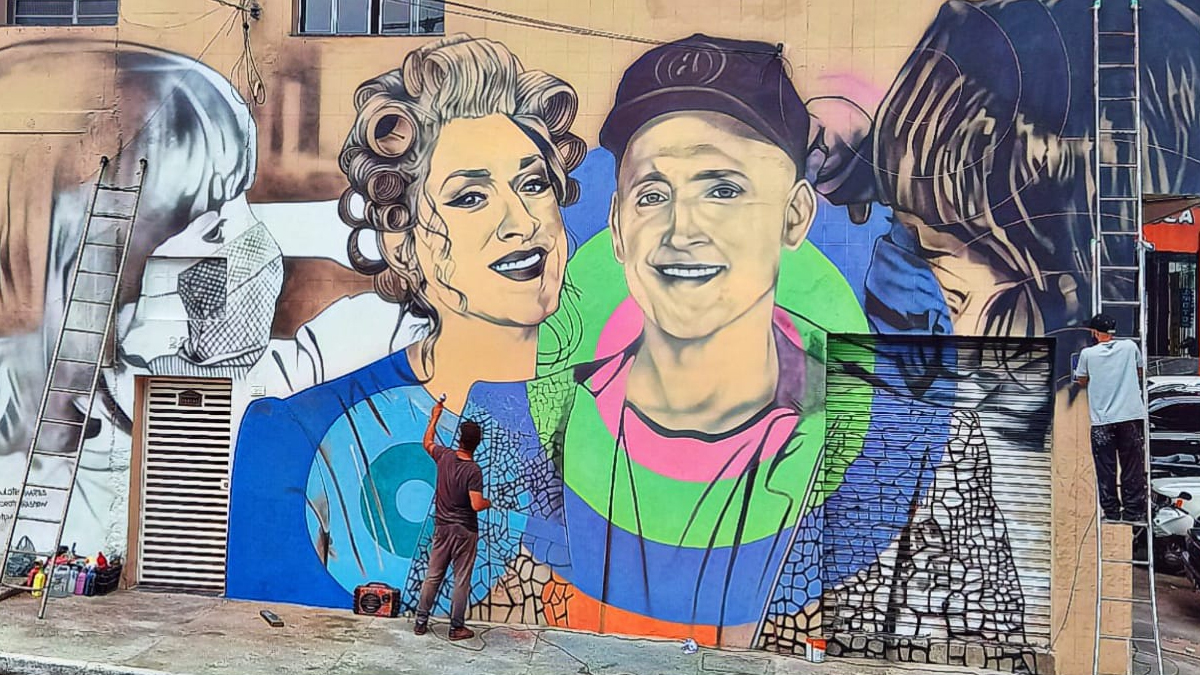 Mural em homenagem a Paulo Gustavo no Campo Limpo, zona sul de São Paulo