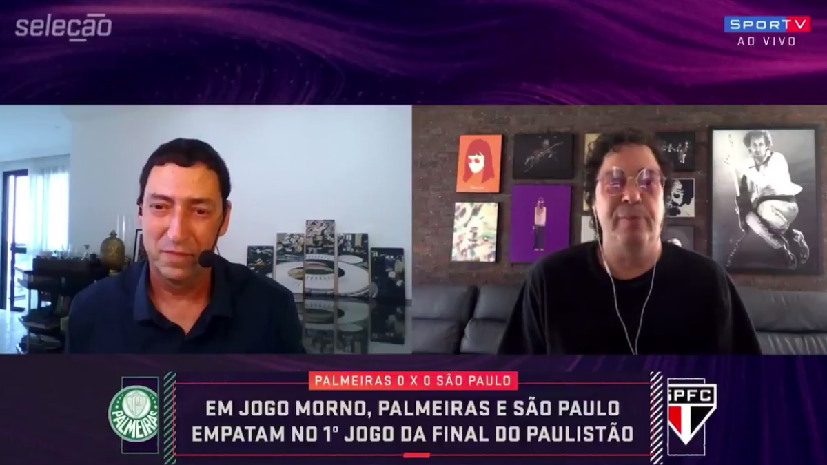 Os comentaristas esportivos PVC e Casagrande batem boca no Seleção SporTV