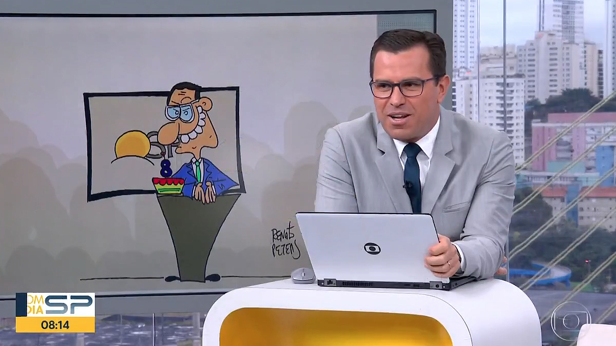 Rodrigo Bocardi ganha charge do colega Renato Peters