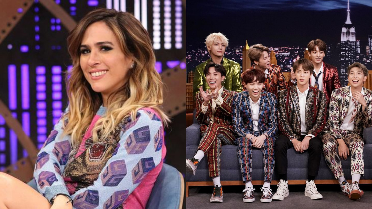 Tatá Werneck e o grupo BTS (Reprodução)