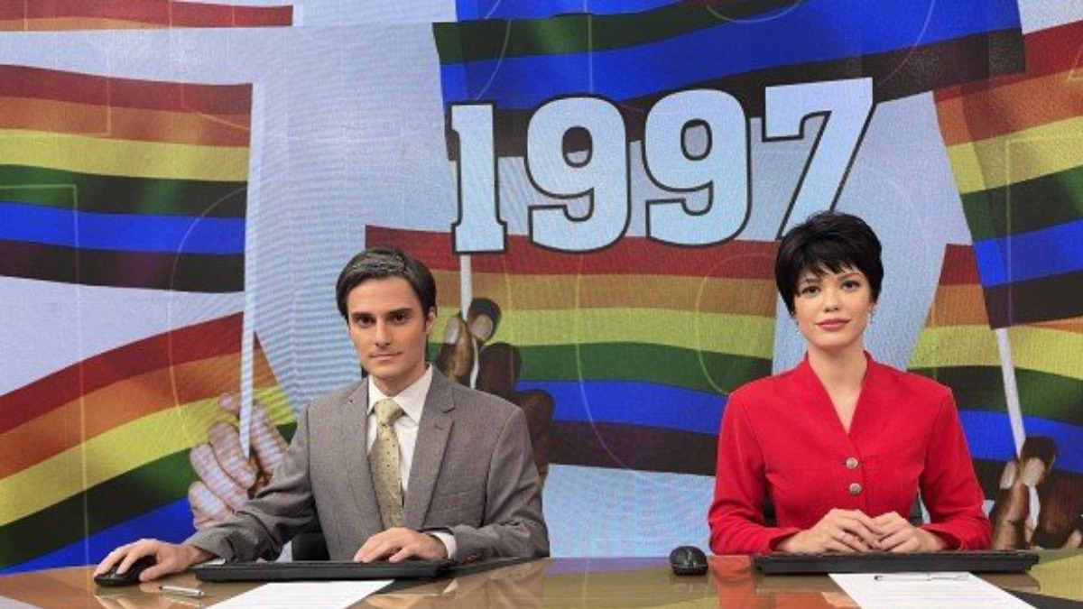 Hugo Bonemer e Vitória Strada participam do Encontro com Fátima Bernardes (Samuel Strappa/Divulgação/Globo)