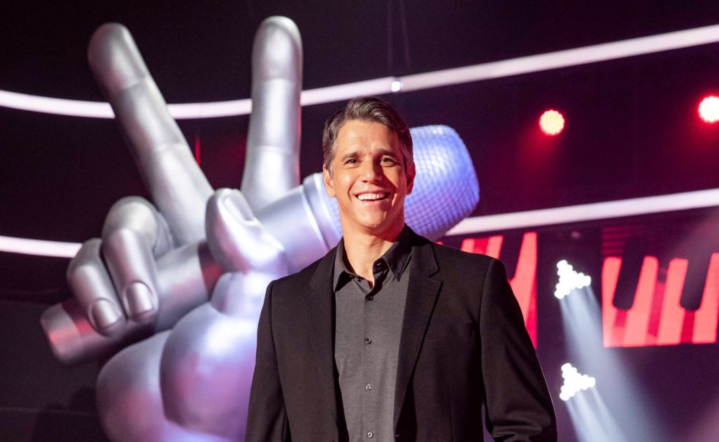 M&aacute;rcio Garcia nos bastidores do The Voice Kids (Divulga&ccedil;&atilde;o/Globo)