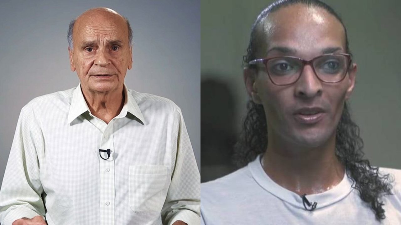 O médico Dráuzio Varella (à esquerda) e a travesti Suzy Oliveira (à direita) (Reprodução/Globo)