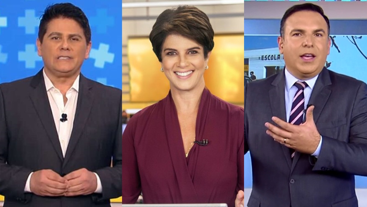 César Filho, Mariana Godoy e Reinaldo Gottino (Reprodução: Record TV/Montagem Observatório da TV)