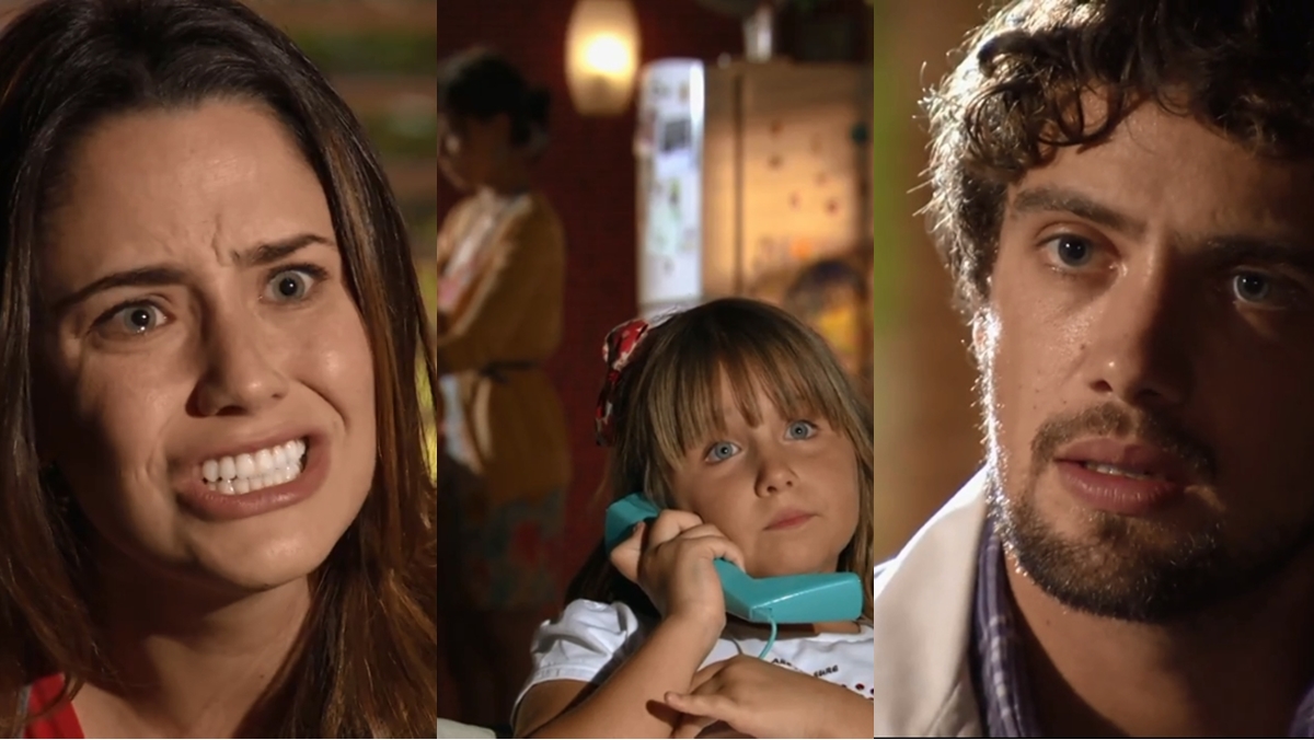 Fernanda Vasconcellos (Ana), Jesuela Moro (Júlia) e Rafael Cardoso (Rodrigo) em cena de A Vida da Gente (Reprodução: Globo)