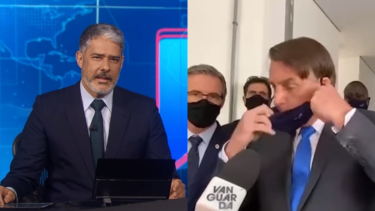 William Bonner comenta ato de intolerância de Jair Bolsonaro contra jornalista da Globo (Reprodução: Globo/Montagem Observatório da TV)